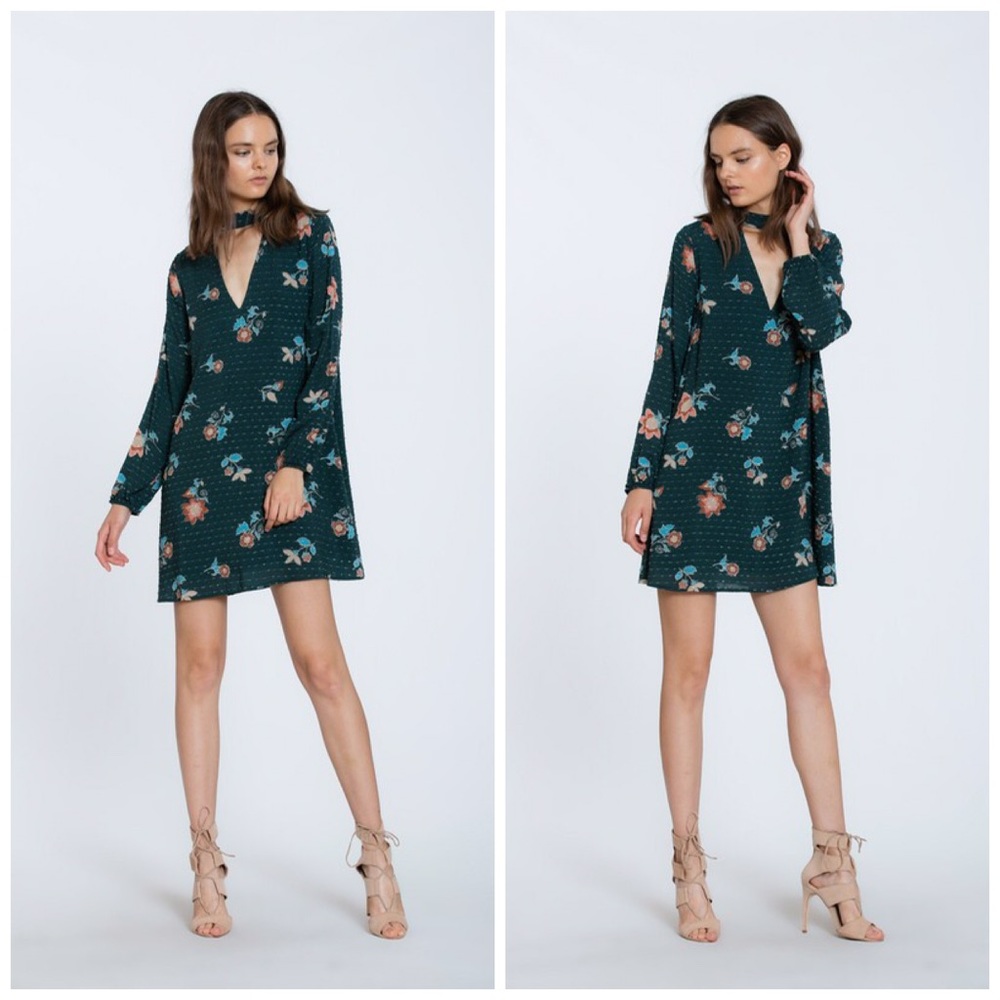 LAST 1! Floral/Polka Dot Beautiful Green Choker Dress! - Picture 5 of 7